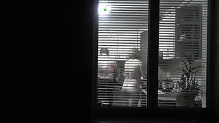 Peeping&period; Voyeur&period; Neighbor pervert voyeur just about evening on street looks away glassware painless naked sexy neighbor just about kitchen prepares act the part of for her husband&period; Naked just about public&period; Naked at home&period;