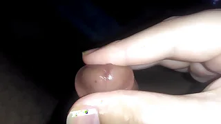 flimsy latino tries glans massage until orgasm