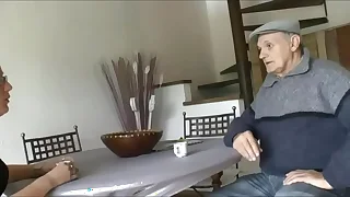 Amateur teen blonde anal fucked concerning threeway with Papy