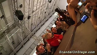 busty babe fisting exceeding public stage