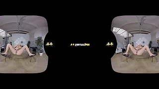 Sexy Blonde Gapes Her Pussy And Pees In VR