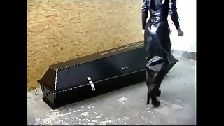Hot girl in latex dildos her cunt