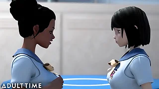 ADULT TIME Hentai Step-Sister Rides Cock & Lesbian s Hentai Making love