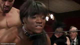 Interracial slaves fucked at bdsm strip