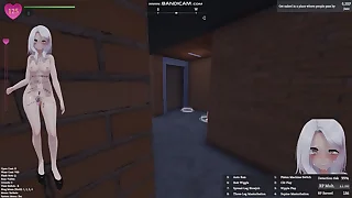 Secret Flasher Manaka naked in public apartment building