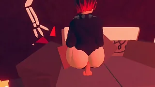 Solo Rec Room Femboy riding dildo